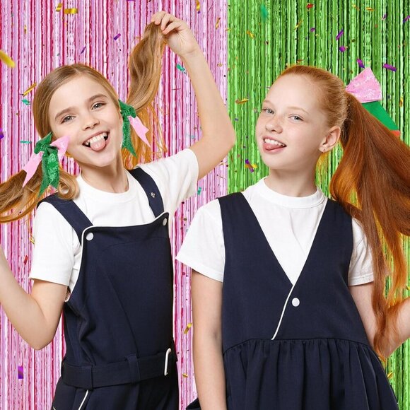 12 Pcs Witch Hair Accessories Glitter Pink Green Bows Scrunchies for Girls main image 6